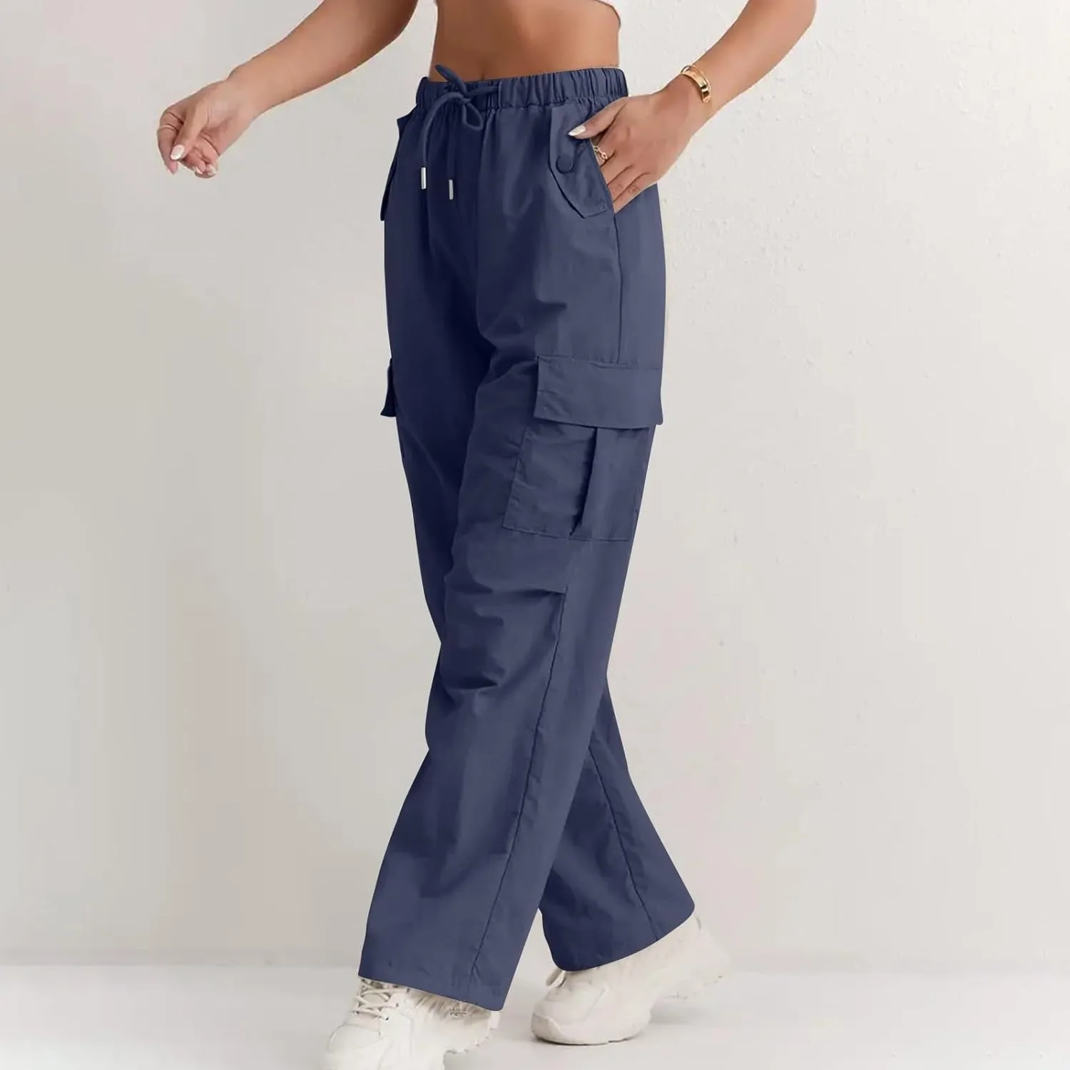 Cargo Pants Women Baggy High Waisted Parachute Pants Sweatpants Wide Leg Y2k Casual Pants with Pockets