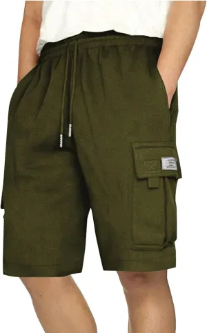 Cargo Shorts for Men Casual Summer Sweat Shorts Elastic Waist Drawstring Workout Athletic Hiking Gym Short with Pockets