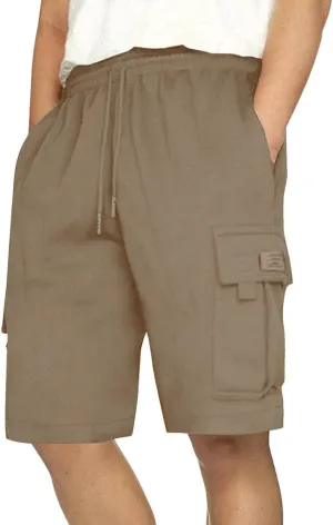 Cargo Shorts for Men Casual Summer Sweat Shorts Elastic Waist Drawstring Workout Athletic Hiking Gym Short with Pockets