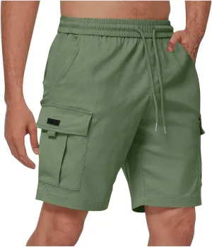 Cargo Shorts for Men Stretch Waist Casual Lightweight Relaxed Fit Hiking Outdoor Drawstring Work Shorts Multi Pockets