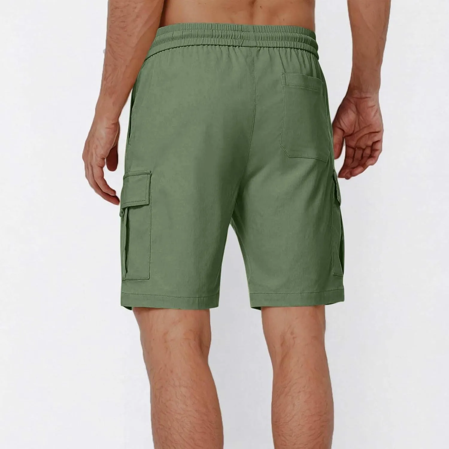 Cargo Shorts for Men Stretch Waist Casual Lightweight Relaxed Fit Hiking Outdoor Drawstring Work Shorts Multi Pockets