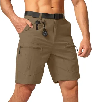 Cargo Shorts for Men Stretchy Elastic Waist Relaxed Fit Shorts Lightweight Multi Pocket Outdoor Hiking Short Pants