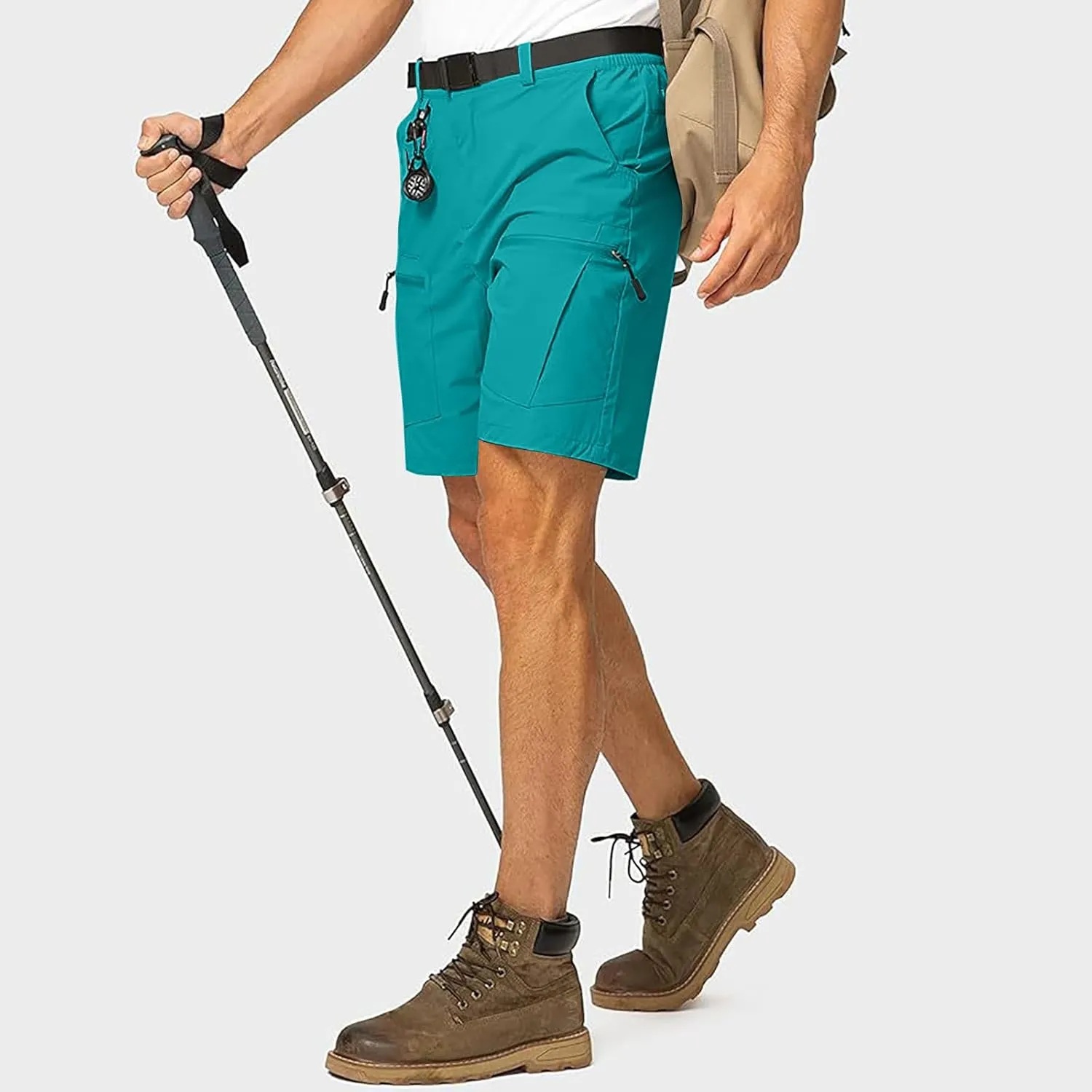 Cargo Shorts for Men Stretchy Elastic Waist Relaxed Fit Shorts Lightweight Multi Pocket Outdoor Hiking Short Pants