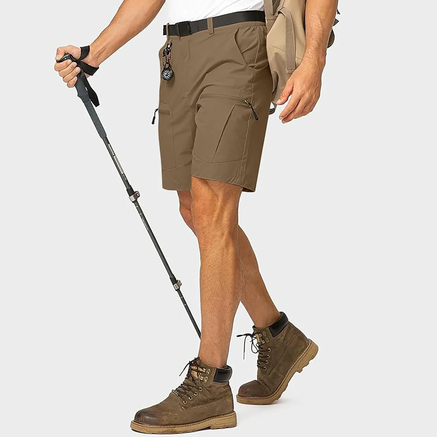 Cargo Shorts for Men Stretchy Elastic Waist Relaxed Fit Shorts Lightweight Multi Pocket Outdoor Hiking Short Pants