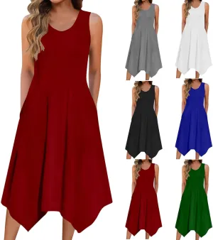 Casual Sundresses for Women 2025 Summer Beach Loose Flowy Tank Dress Sleeveless Flare Midi Dresses Resort Wear
