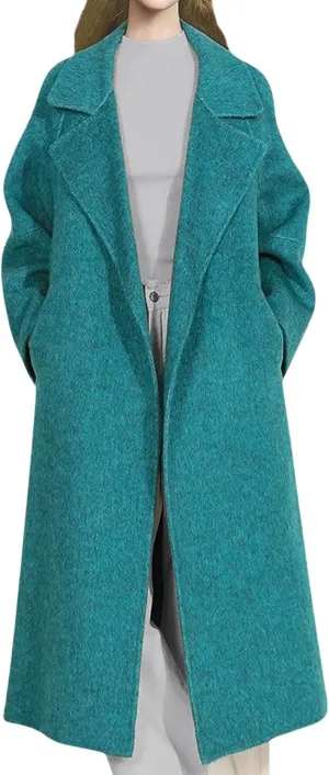 CHARTOU Women Long Winter Pea Coats Elegant Wool Blend Fall Jacket Overcoat with Belt