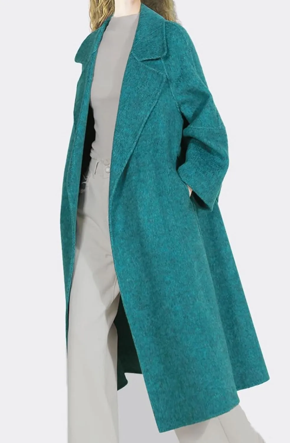 CHARTOU Women Long Winter Pea Coats Elegant Wool Blend Fall Jacket Overcoat with Belt
