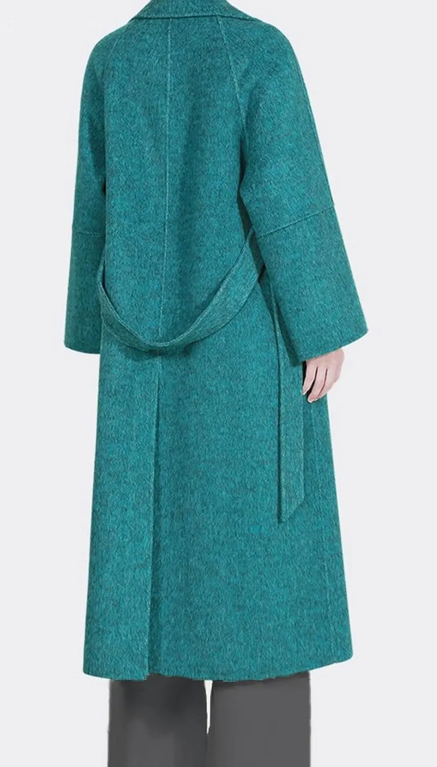 CHARTOU Women Long Winter Pea Coats Elegant Wool Blend Fall Jacket Overcoat with Belt