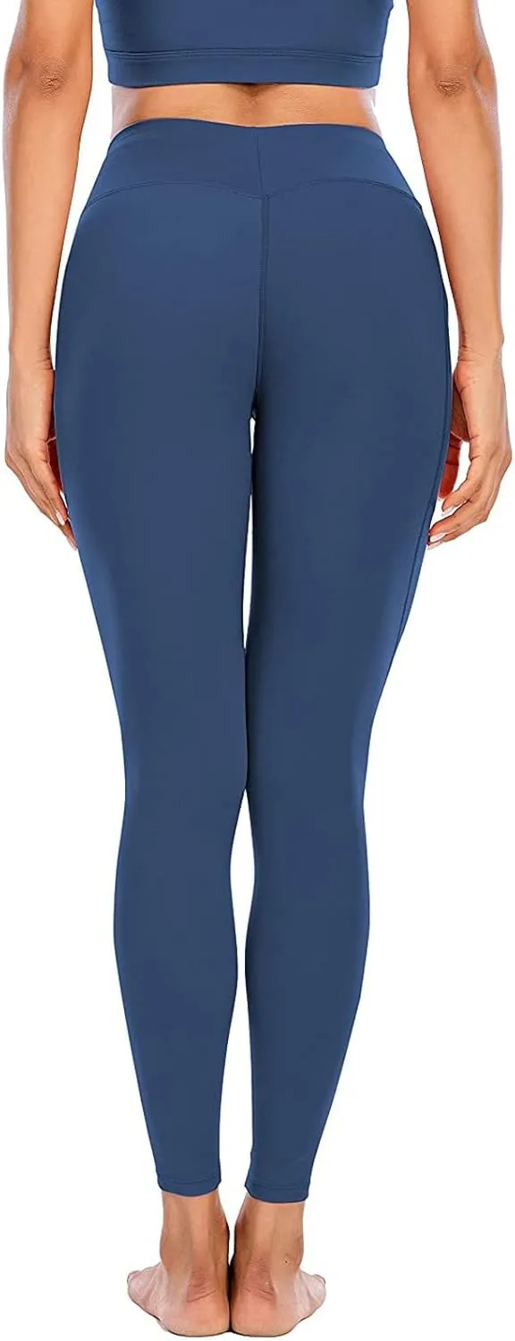 Compression Leggings for Women High Waist Tummy Control Stretchy Seamless Slim Yoga Leggings with Pockets Sportswear