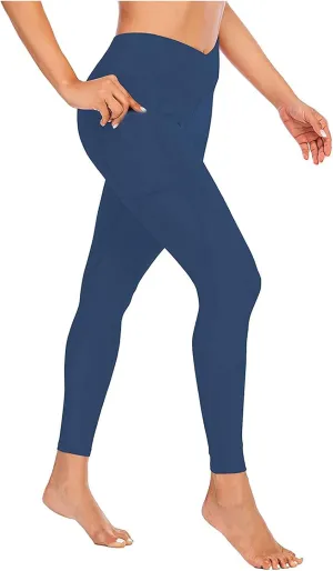 Compression Leggings for Women High Waist Tummy Control Stretchy Seamless Slim Yoga Leggings with Pockets Sportswear