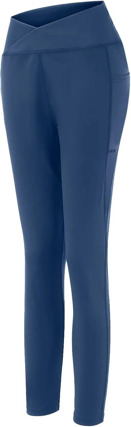 Compression Leggings for Women High Waist Tummy Control Stretchy Seamless Slim Yoga Leggings with Pockets Sportswear