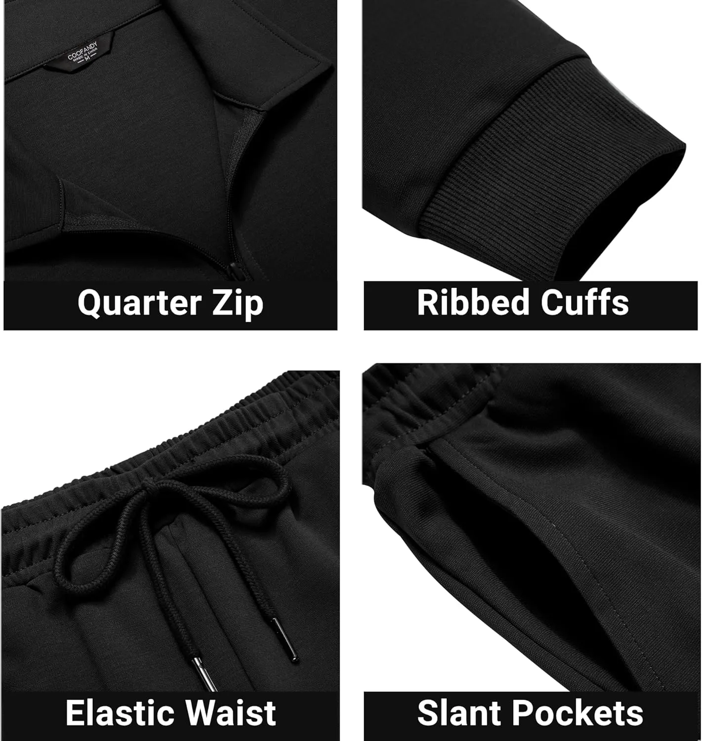 COOFANDY Men's Tracksuit 2 Piece Quarter Zip Polo Athletic Sweatsuits Casual Running Jogging Sport Suit Sets