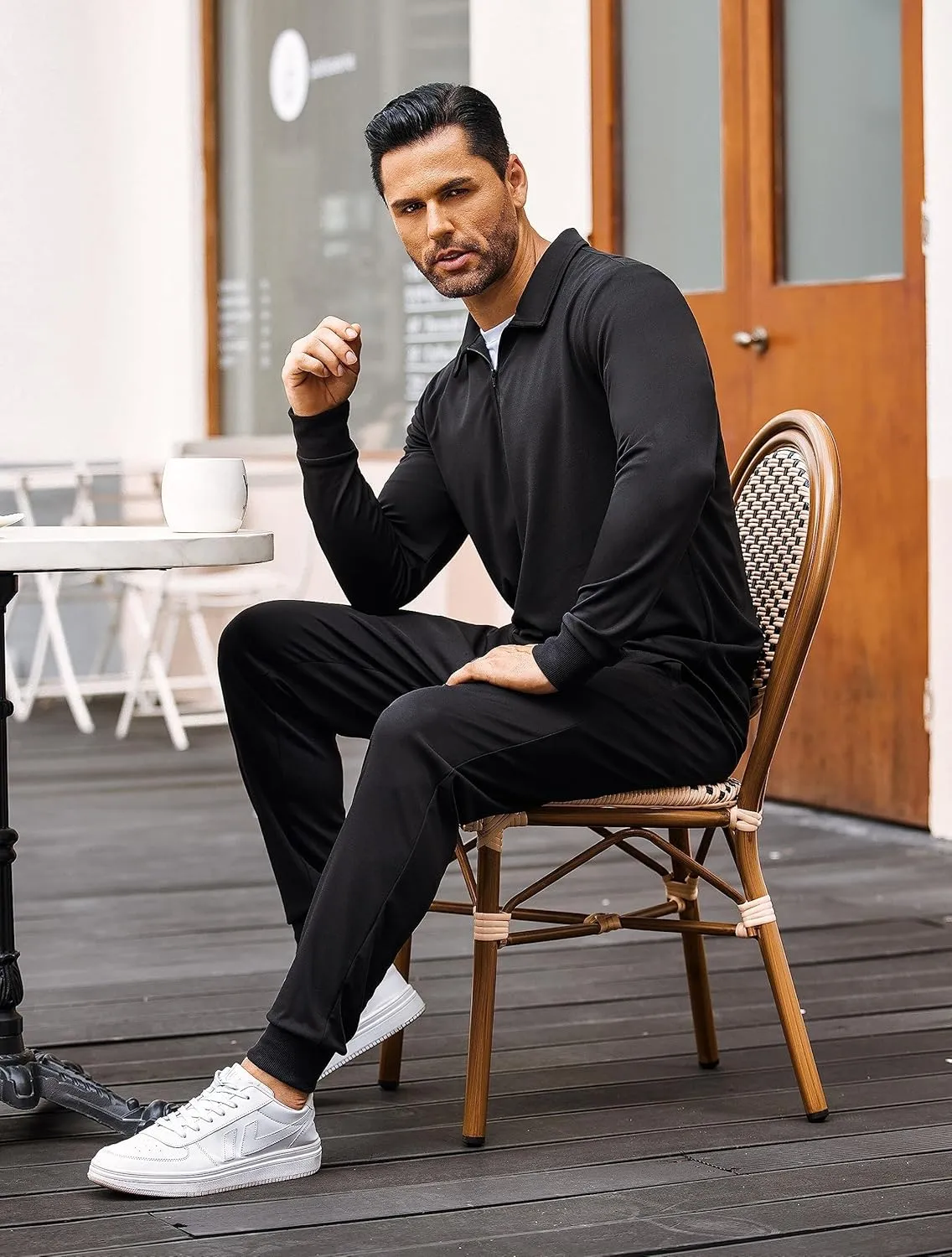 COOFANDY Men's Tracksuit 2 Piece Quarter Zip Polo Athletic Sweatsuits Casual Running Jogging Sport Suit Sets