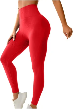 DASAYO Womens Yoga Pants Tummy Control High Waist Seamless Leggings Ribbed Activewear Stretchy Gym Workout Track Pants