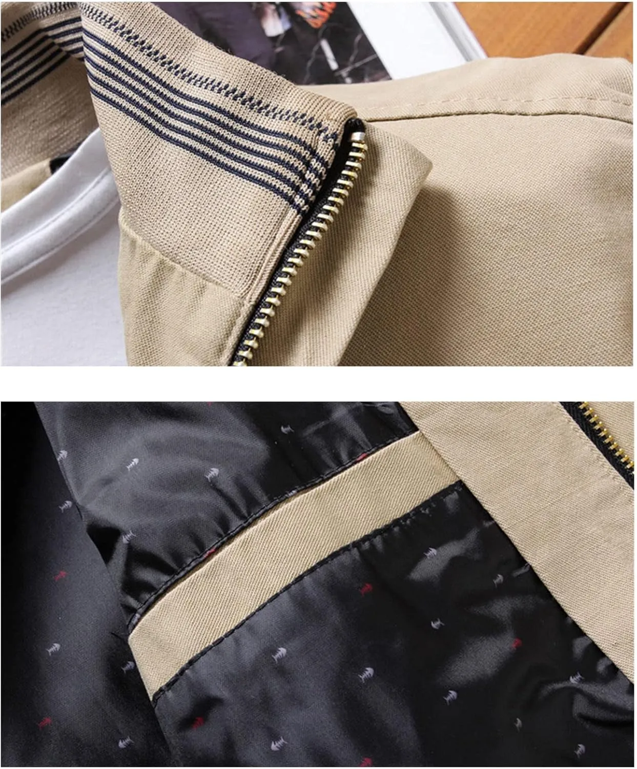 DGHM-JLMY Men's Padded Slim Jacket Stand Collar Full Zip Casual Windbreaker Light Jackets Midweight Soft Shell Bomber Jacket