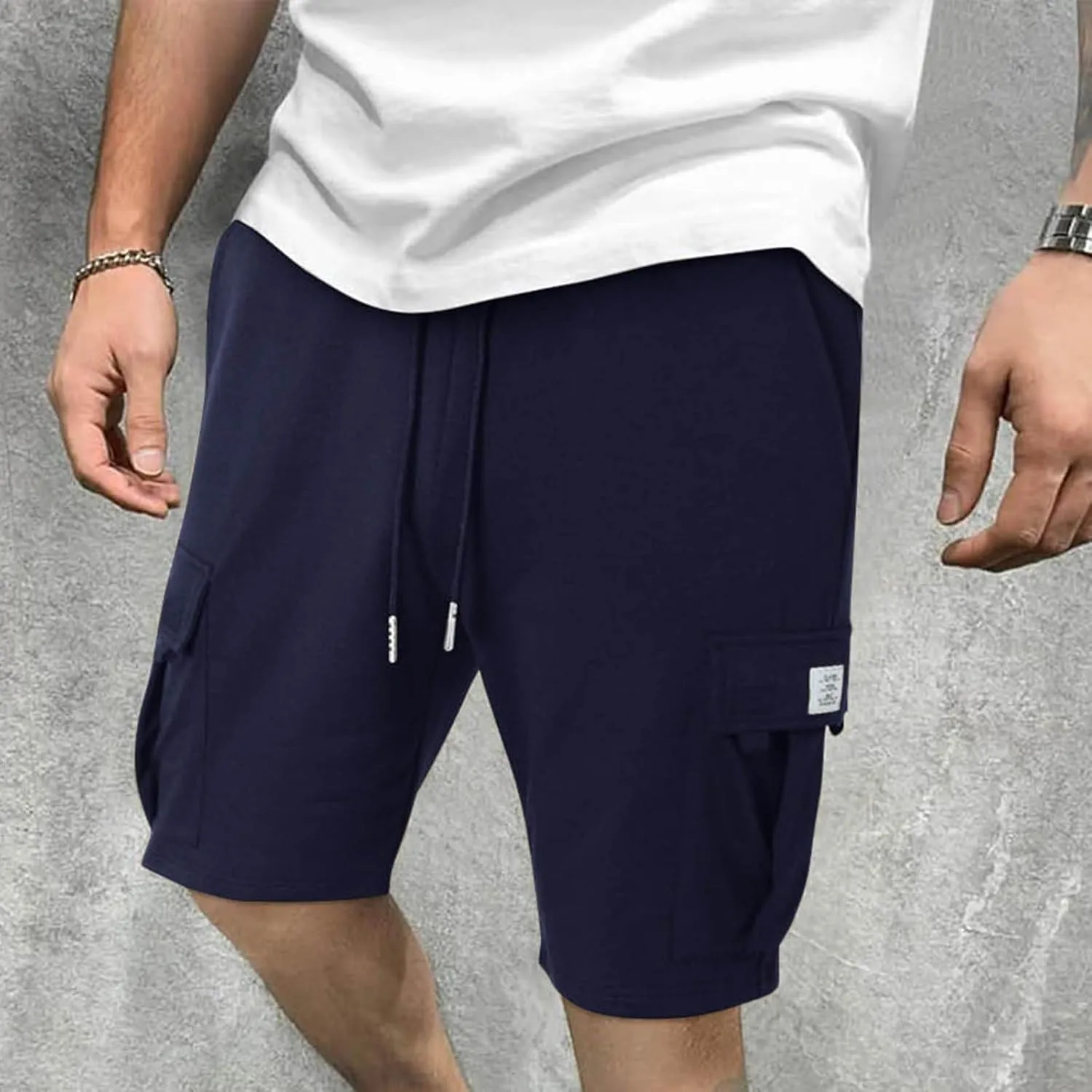 Dgoopd Cargo Shorts for Men Summer Sweat Shorts Drawstring Elastic Waist Shorts Casual Beach Shorts Athletic Gym Shorts 2025