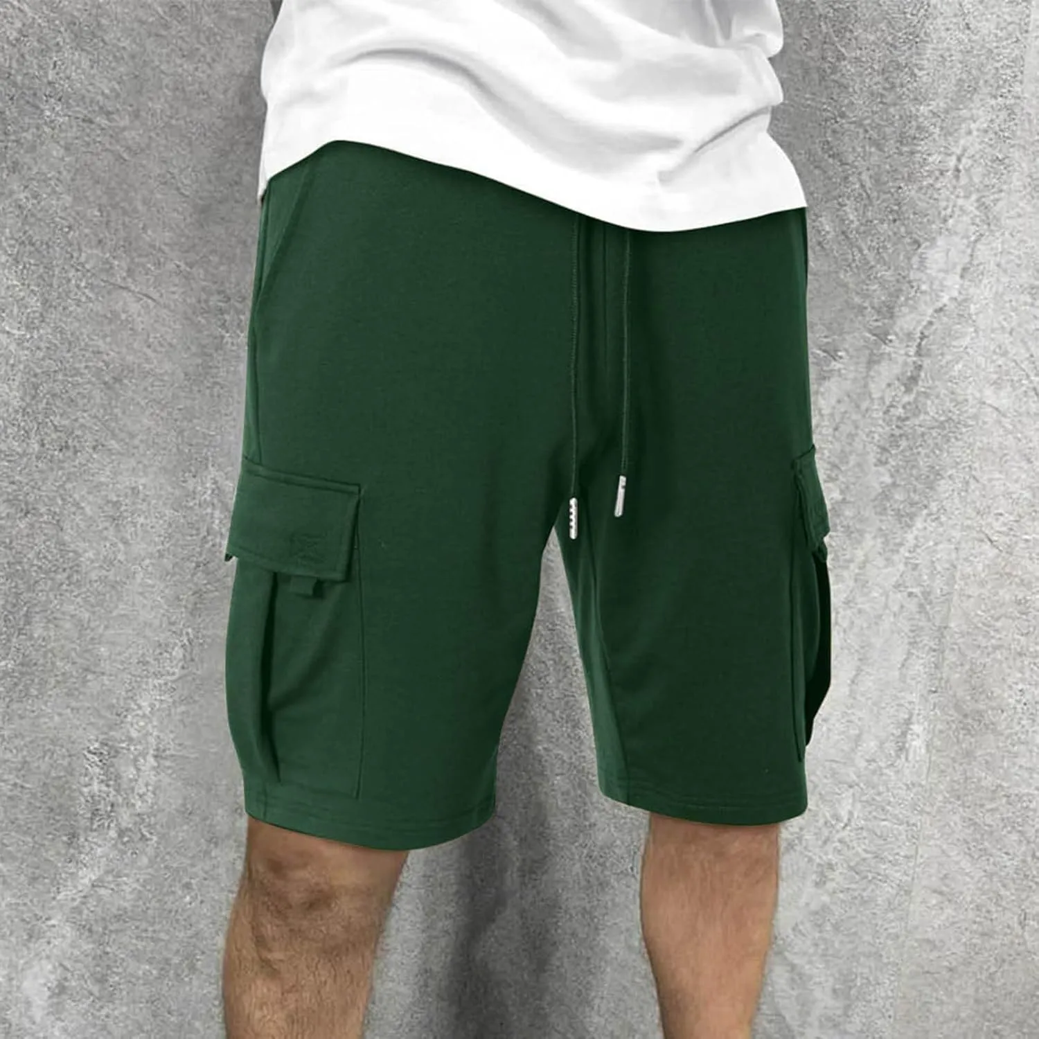 Dgoopd Cargo Shorts for Men Summer Sweat Shorts Drawstring Elastic Waist Shorts Casual Beach Shorts Athletic Gym Shorts 2025