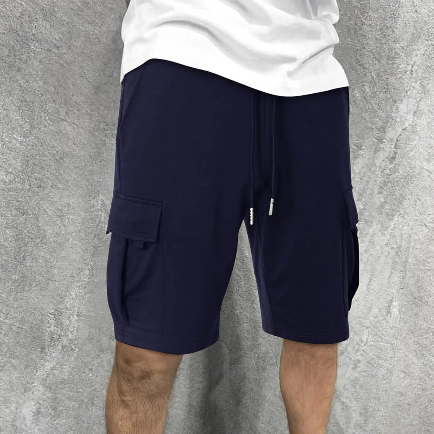 Dgoopd Cargo Shorts for Men Summer Sweat Shorts Drawstring Elastic Waist Shorts Casual Beach Shorts Athletic Gym Shorts 2025