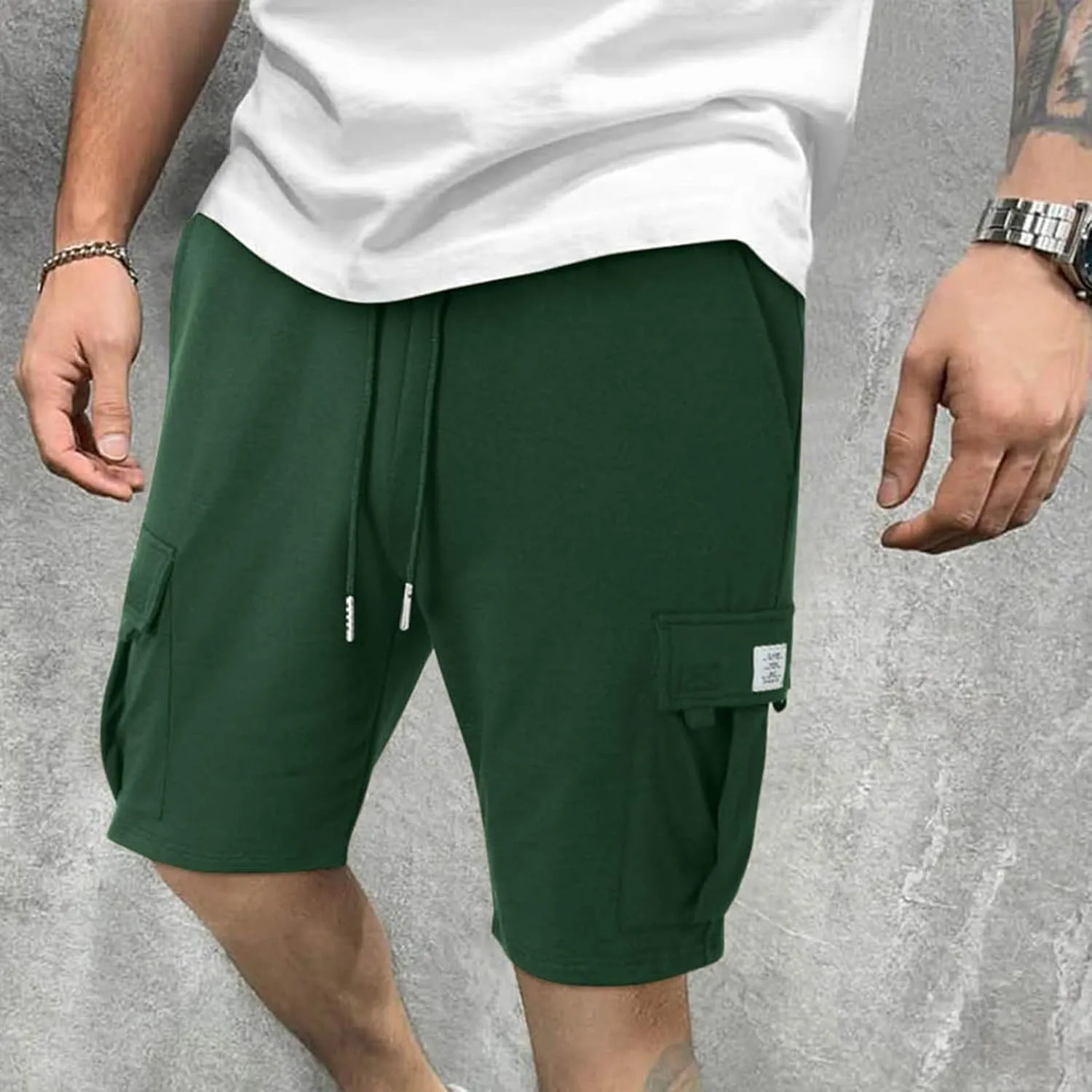 Dgoopd Cargo Shorts for Men Summer Sweat Shorts Drawstring Elastic Waist Shorts Casual Beach Shorts Athletic Gym Shorts 2025