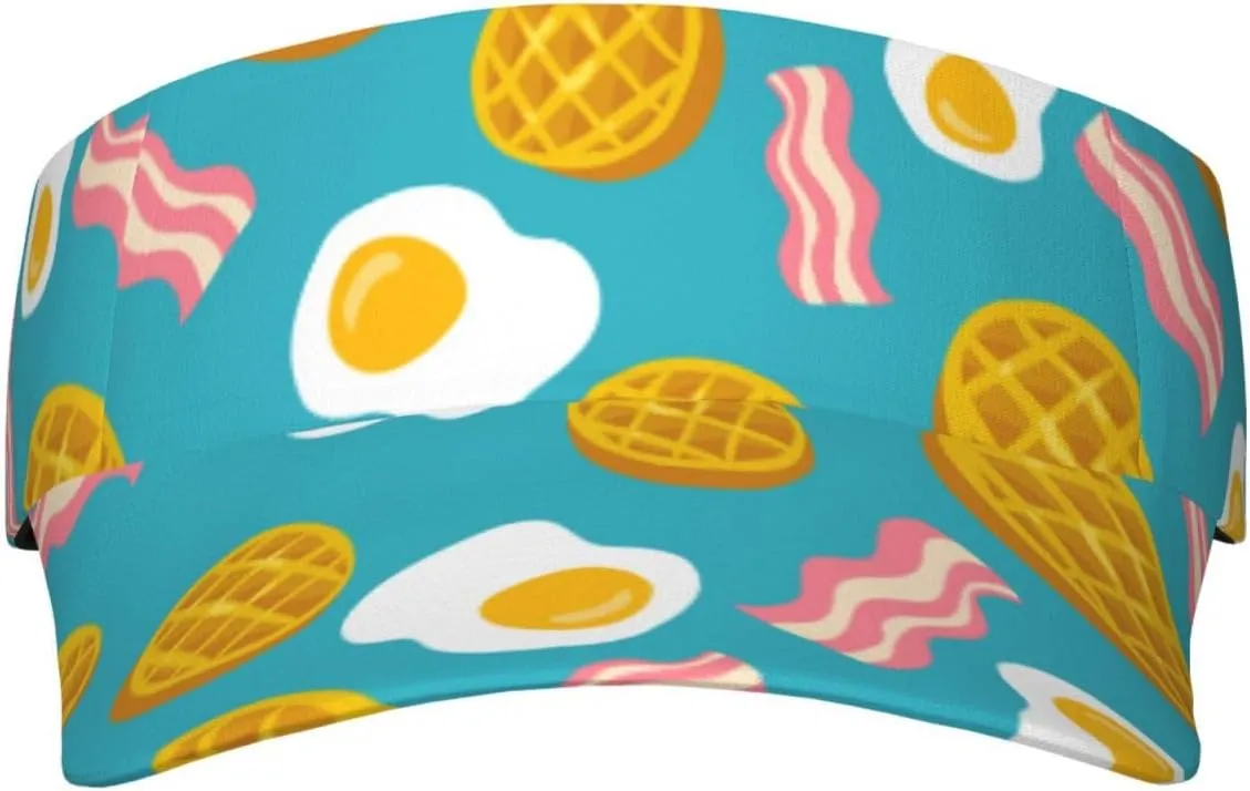 Eggs, Waffle and Bacon Unisex Sports Sun Visor Adjustable Sun Hat Cap for Golf Tennis