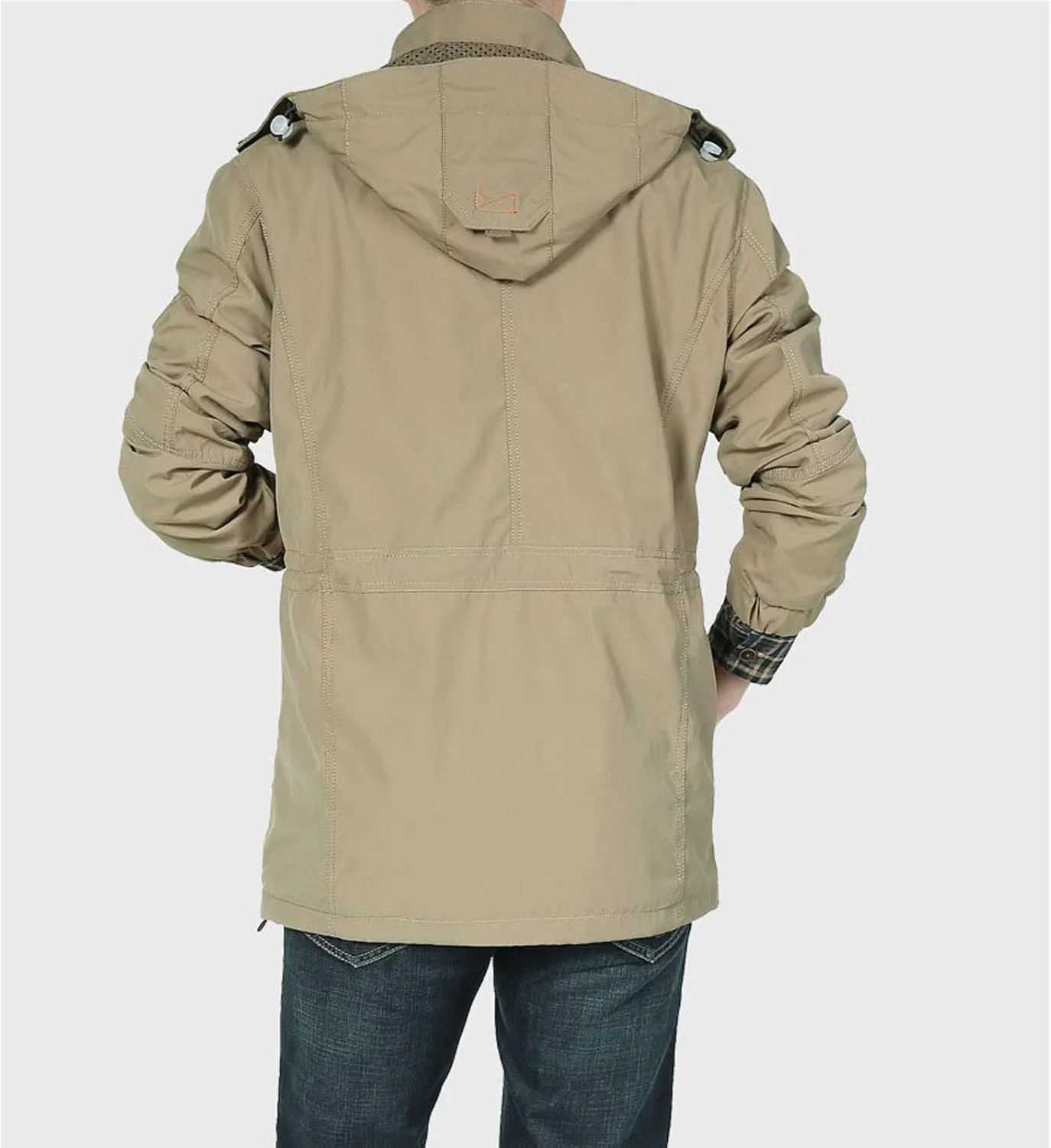 Flygo Mens Outdoor Utility Hooded Windproof Military Jacket Windbreaker