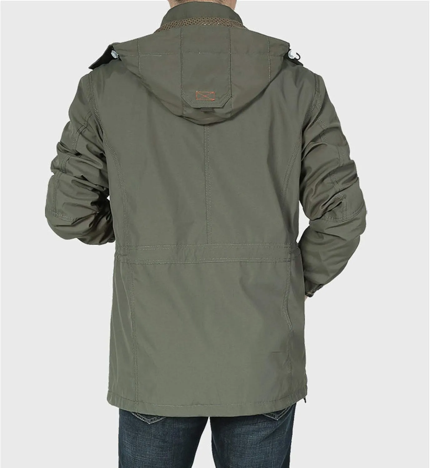 Flygo Mens Outdoor Utility Hooded Windproof Military Jacket Windbreaker