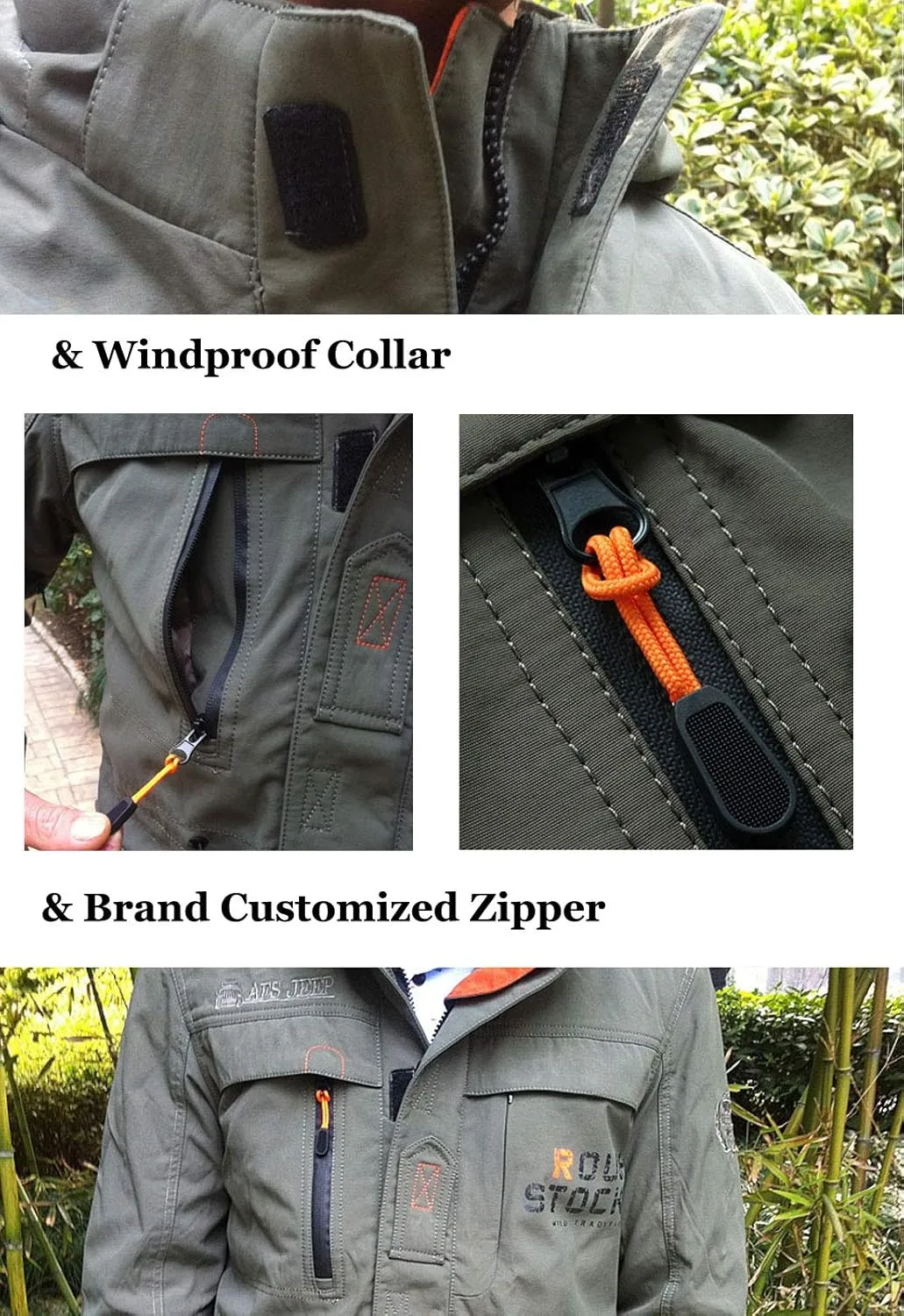 Flygo Mens Outdoor Utility Hooded Windproof Military Jacket Windbreaker