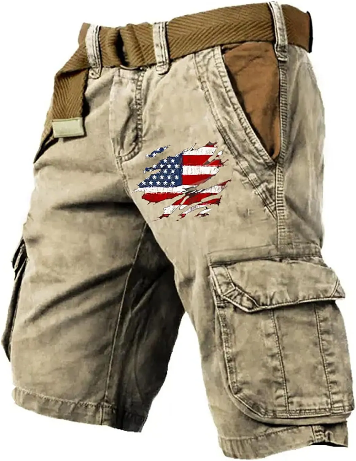 FONMA Cargo Shorts for Men Summer Casual Outdoor Tactical Shorts SolidPatriotic Printed Distressed Washed Military Shorts