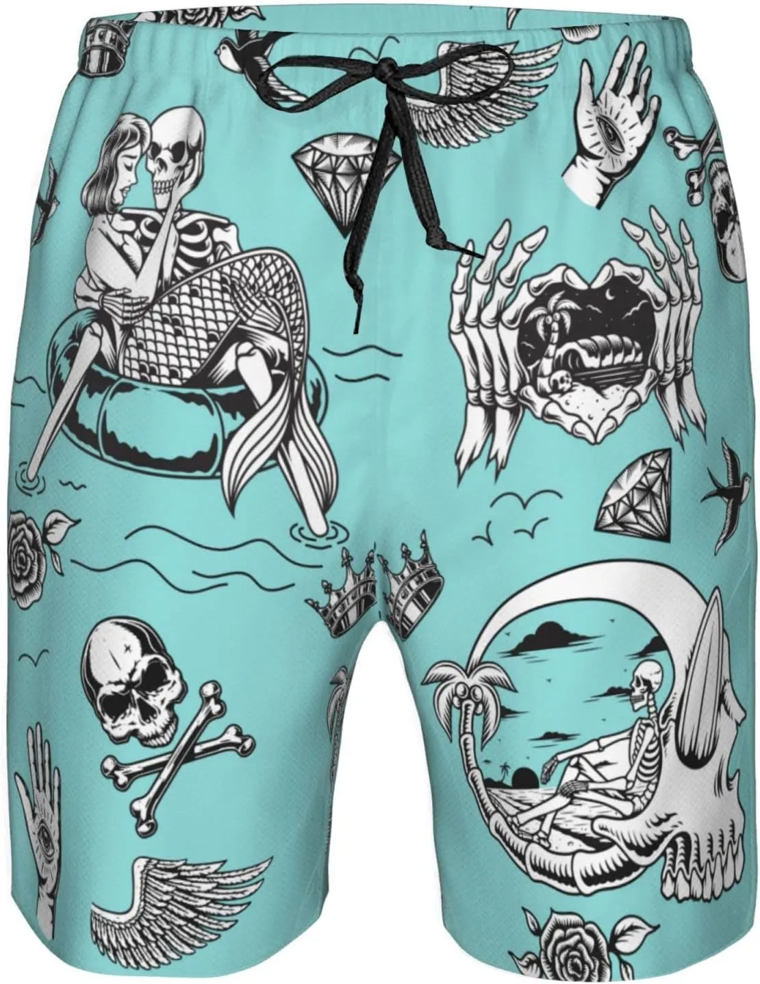 FREEHOTU Men's Swim Trunks Beach Board Shorts Quick Dry Swimwear Sports with Pockets