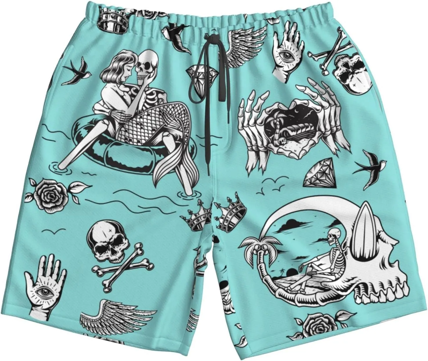 FREEHOTU Men's Swim Trunks Beach Board Shorts Quick Dry Swimwear Sports with Pockets