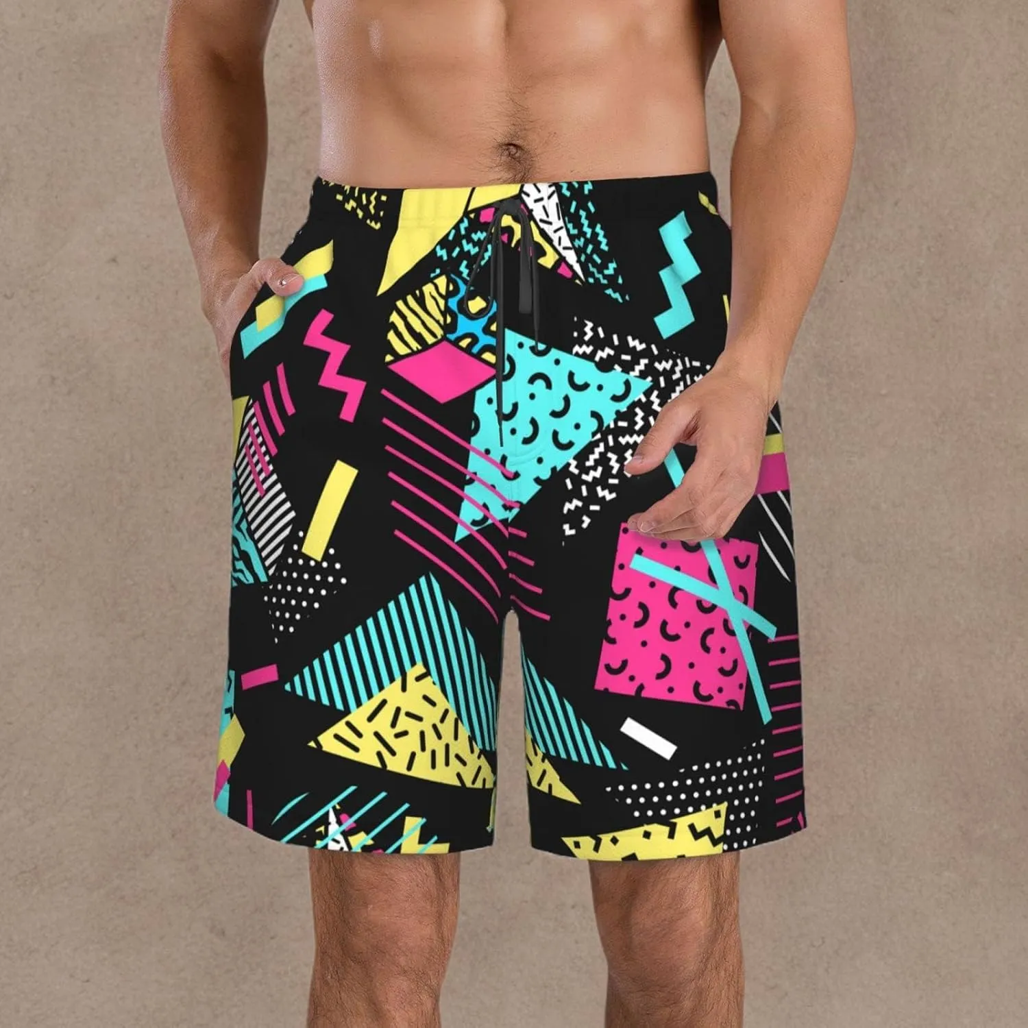 FREEHOTU Men's Swim Trunks Beach Board Shorts Quick Dry Swimwear Sports with Pockets