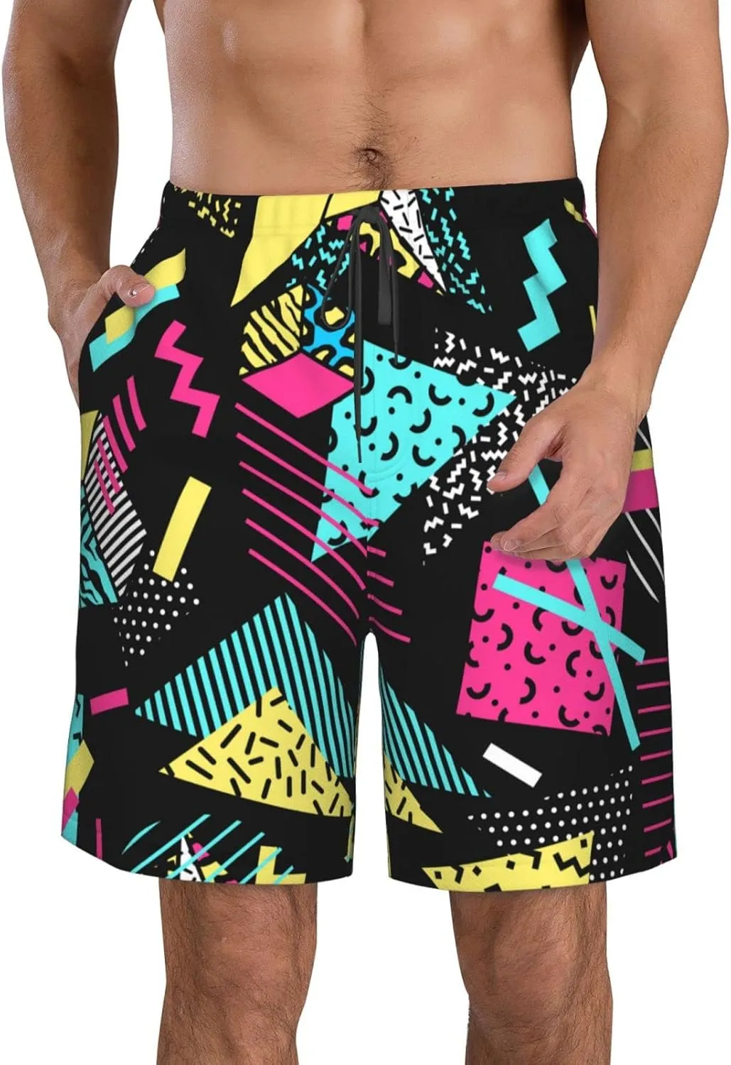 FREEHOTU Men's Swim Trunks Beach Board Shorts Quick Dry Swimwear Sports with Pockets