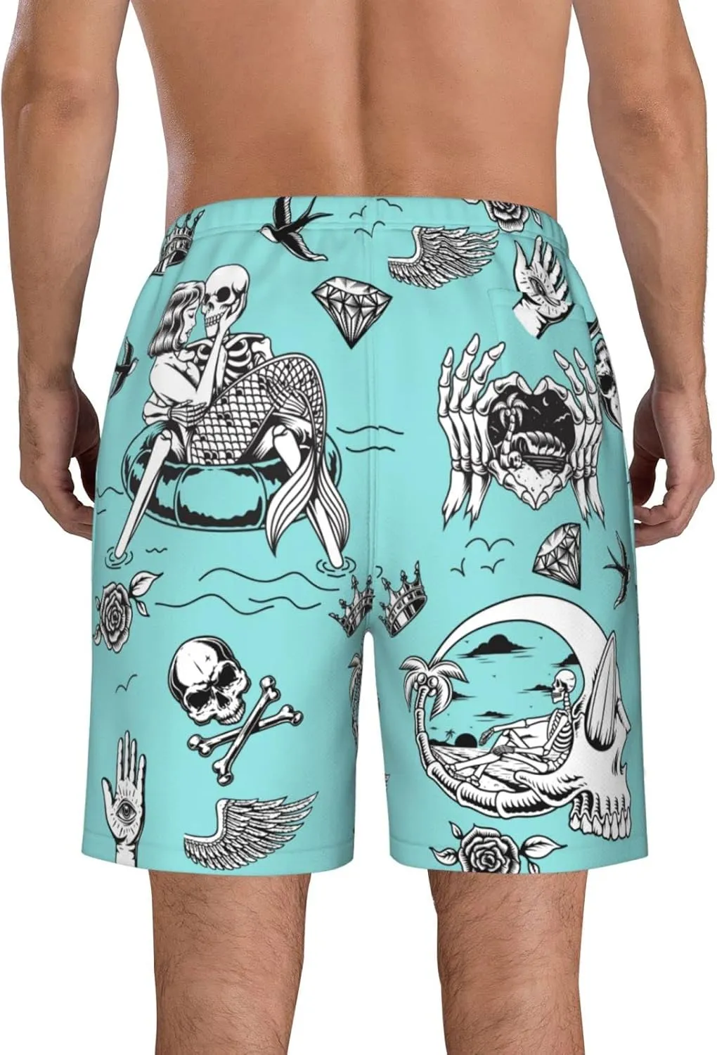 FREEHOTU Men's Swim Trunks Beach Board Shorts Quick Dry Swimwear Sports with Pockets