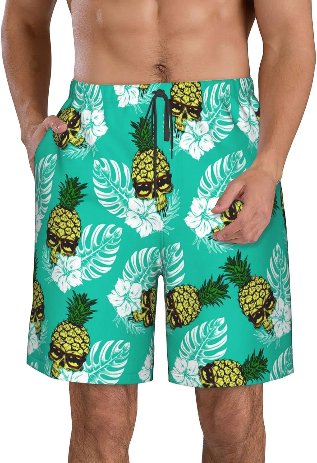 FREEHOTU Men's Swim Trunks Beach Board Shorts Quick Dry Swimwear Sports with Pockets