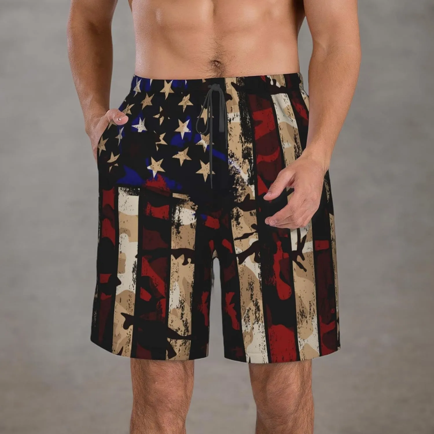 FREEHOTU Men's Swim Trunks Beach Board Shorts Quick Dry Swimwear Sports with Pockets