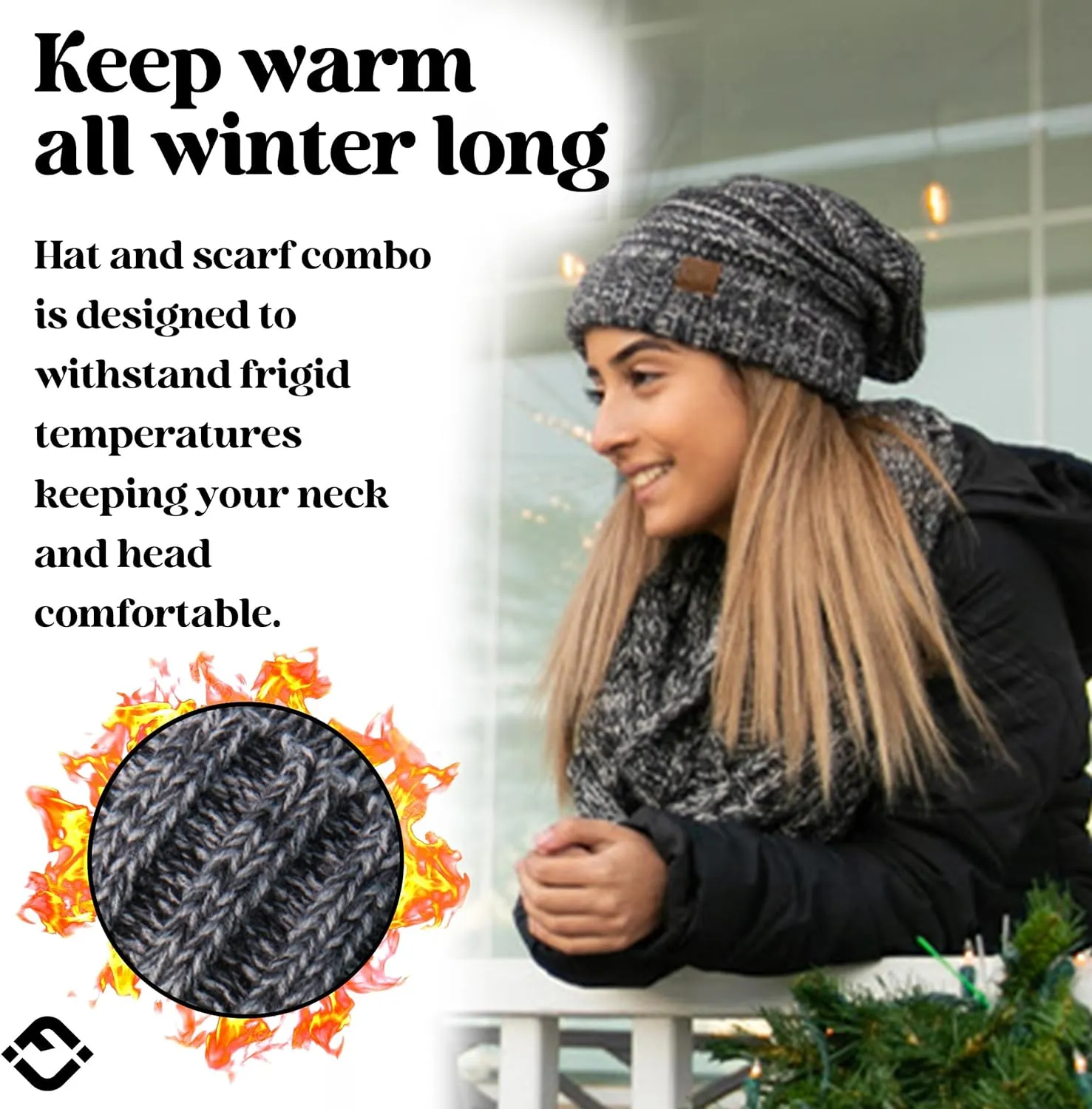 Funky Junque Premium Slouchy Beanie & Infinity Scarf Set - Mothers Day Gift - Warm Winter Bundle