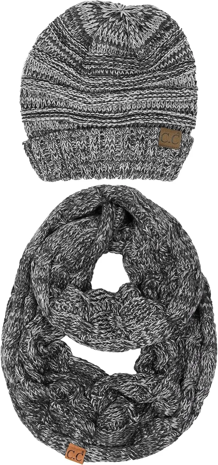Funky Junque Premium Slouchy Beanie & Infinity Scarf Set - Mothers Day Gift - Warm Winter Bundle