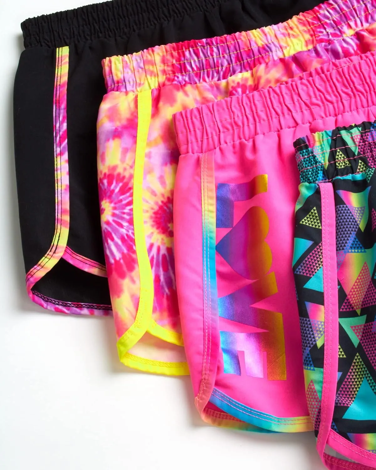 Girls Athletic Shorts - 4 Pack Woven Activewear Dolphin Shorts for Girls with Fanny Pack (Sizes: 4-16)