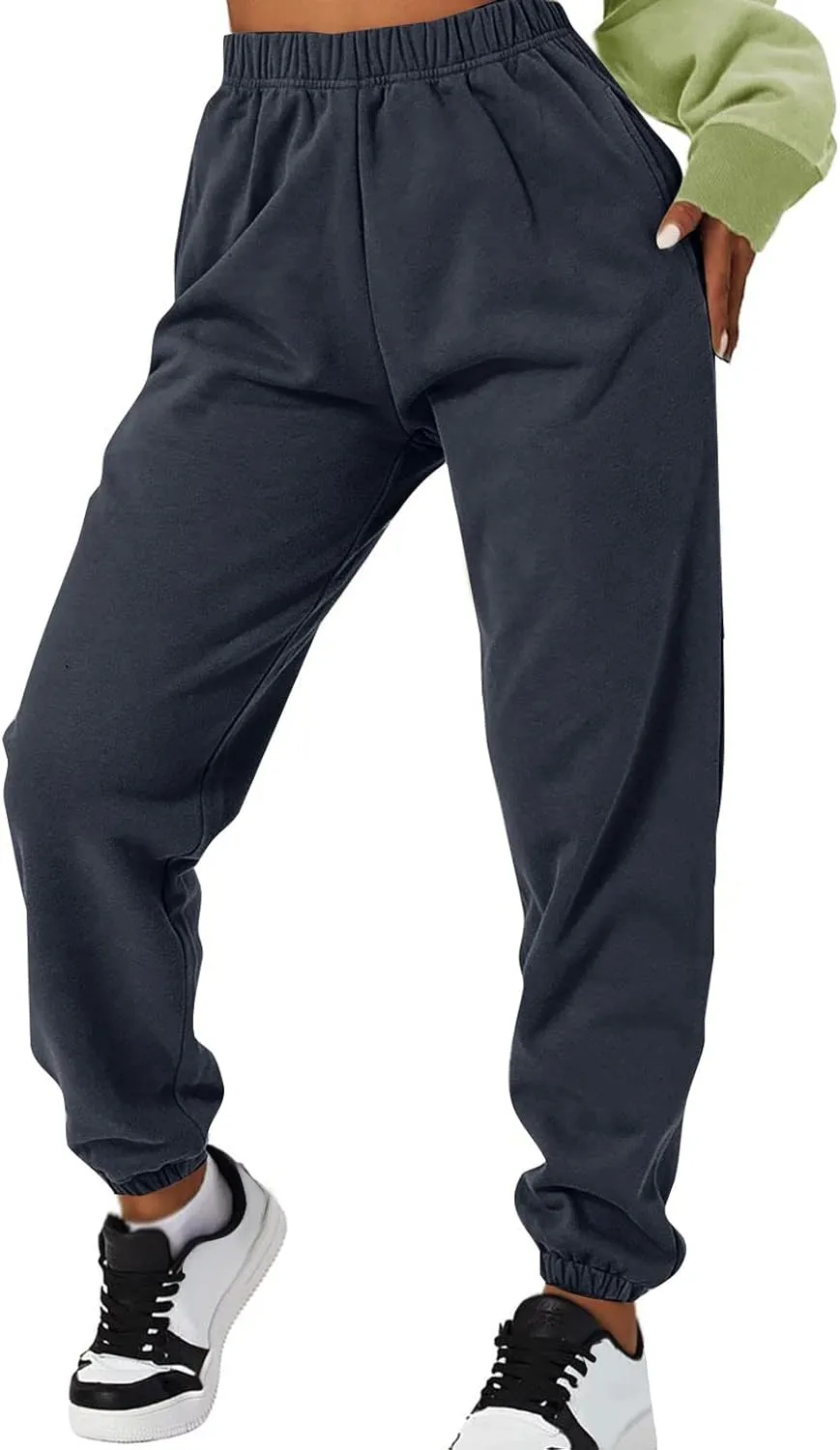 Gumipy Sweat Pants for Womens Plus Size Ultra-Soft Solid Joggers with Pockets Baggy Fleece Lined Lounge Pants Activewear