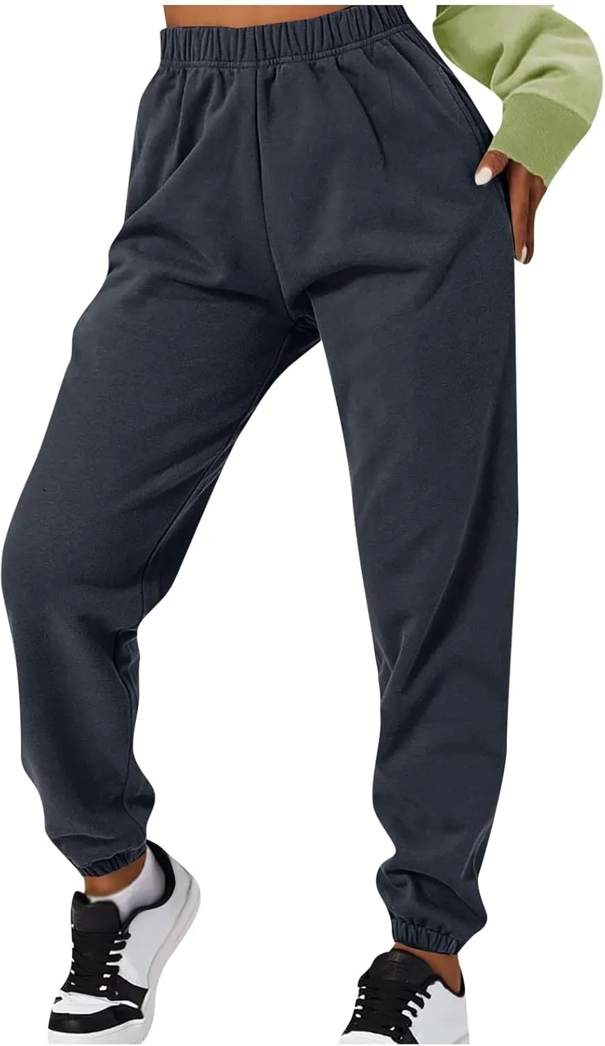 Gumipy Sweat Pants for Womens Plus Size Ultra-Soft Solid Joggers with Pockets Baggy Fleece Lined Lounge Pants Activewear