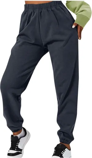 Gumipy Sweat Pants for Womens Plus Size Ultra-Soft Solid Joggers with Pockets Baggy Fleece Lined Lounge Pants Activewear