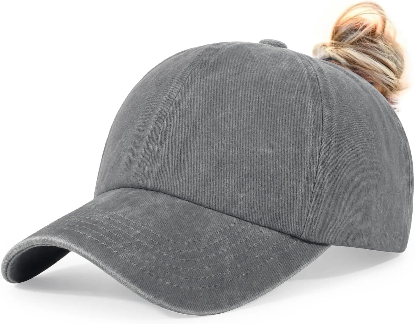 HH HOFNEN Ponytail Hats Womens Washed Distressed Baseball Cap High Ponycaps Cotton Dad Hat with Ponytail Hole