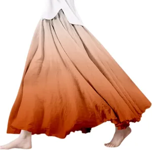 High Waisted Skirts for Women Summer 2025 Gradient Pleated Flowy Cotton Linen Skirts Boho Vacation Casual Long Skorts