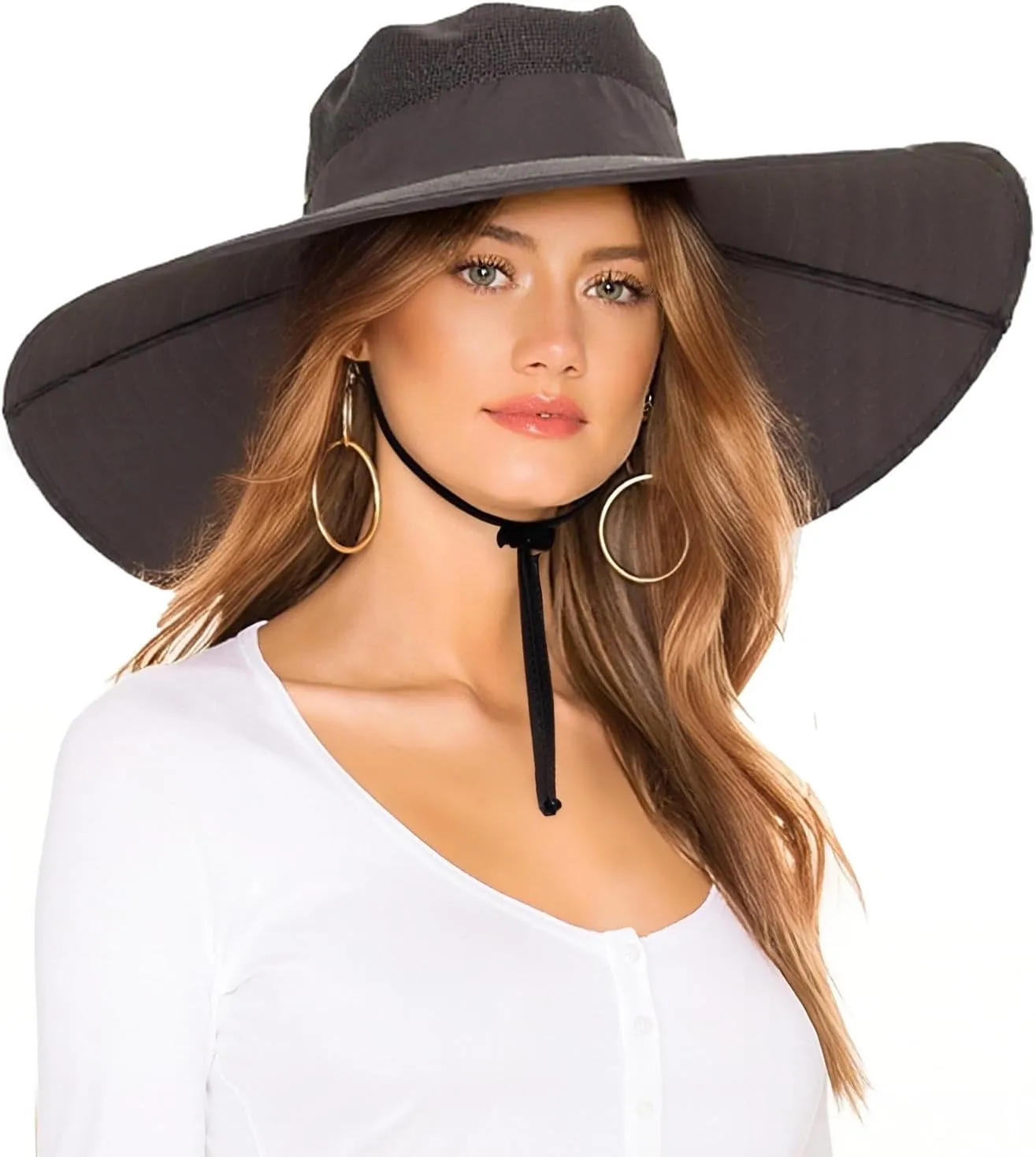 HLLMAN Men's Wide Brim Sun Hat-UPF 50  Protection,Waterproof Bucket Hat for Fishing, Hiking, Camping,Breathable Nylon & Mesh