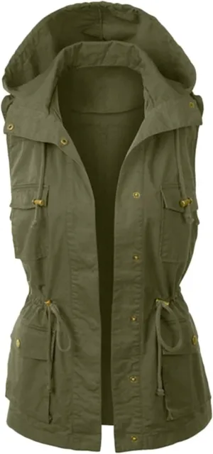 HNVAVQ Women's Gilet Jacket hoodie Lightweight Cargo Vest Outdoor Utility Gilet Spring Autumn