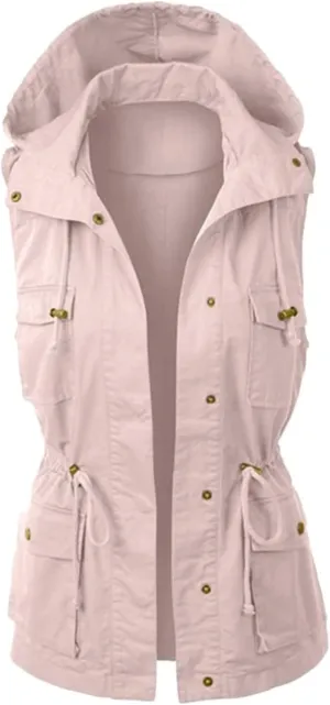 HNVAVQ Women's Gilet Jacket hoodie Lightweight Cargo Vest Outdoor Utility Gilet Spring Autumn