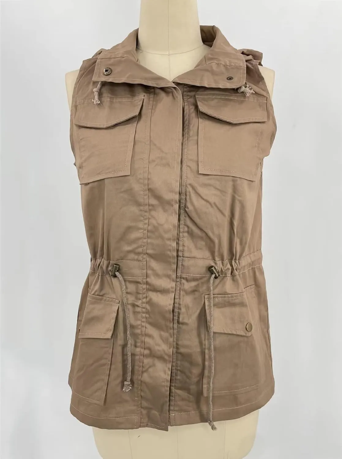 HNVAVQ Women's Gilet Jacket hoodie Lightweight Cargo Vest Outdoor Utility Gilet Spring Autumn