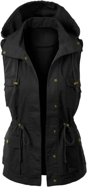HNVAVQ Women's Gilet Jacket hoodie Lightweight Cargo Vest Outdoor Utility Gilet Spring Autumn