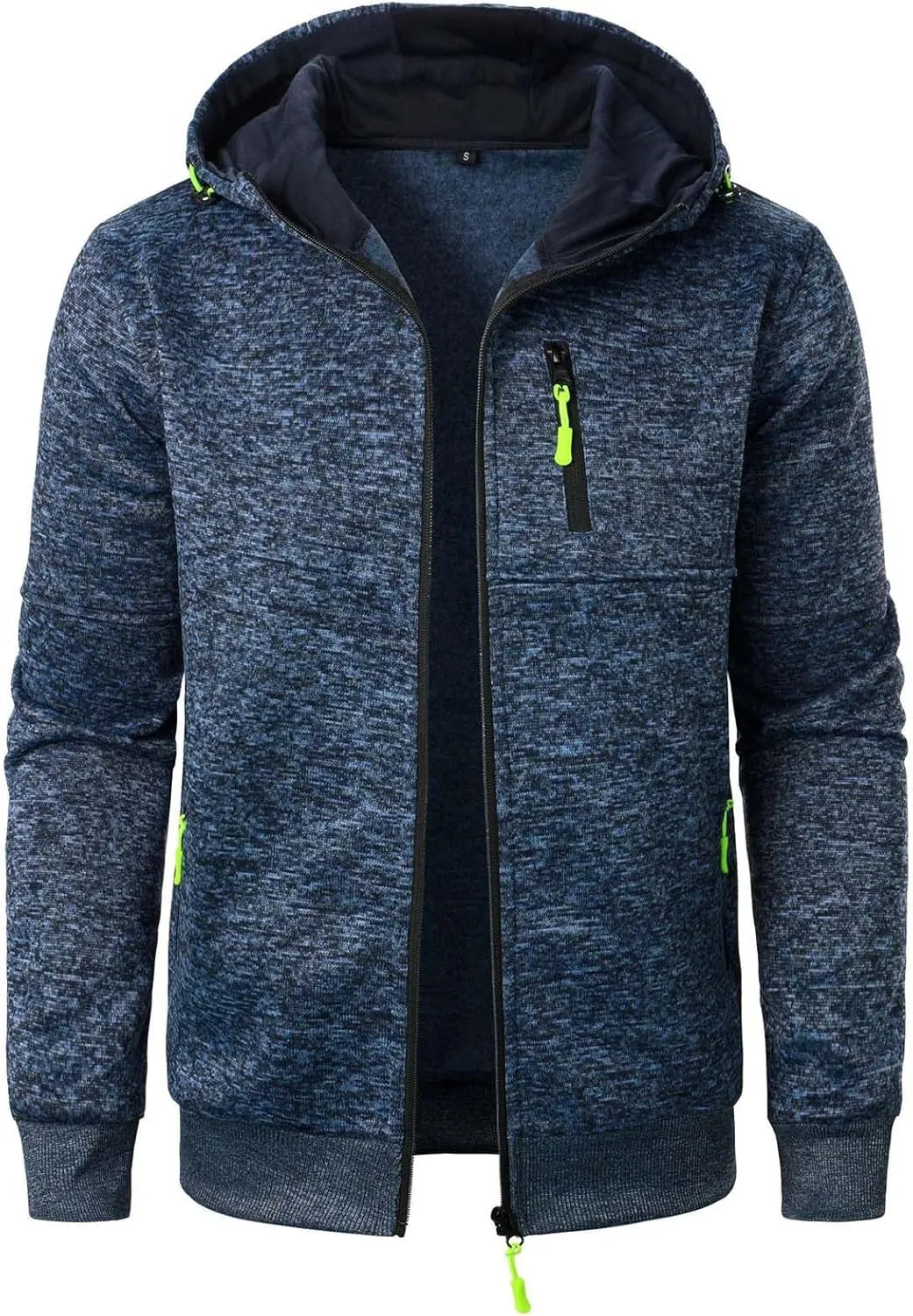 Hoodies For Men Fleece Warm Zipper Casual Sportwear Jackets Loose Open Front Long Sleeve Thin Winter Coat With Pocket