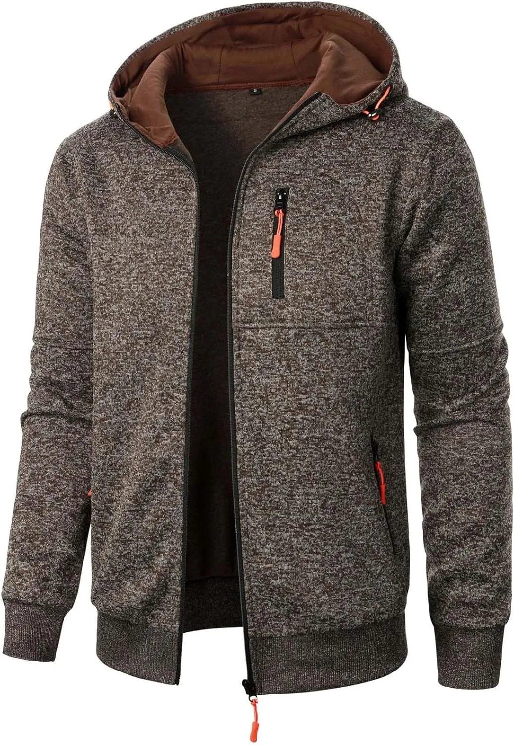 Hoodies For Men Fleece Warm Zipper Casual Sportwear Jackets Loose Open Front Long Sleeve Thin Winter Coat With Pocket